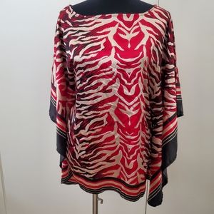 Womens zebra print batwing blouse 1x